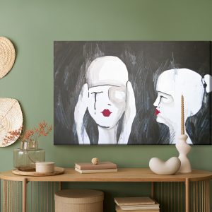 Peinture sur toile Un Portrait Abstrait De Deux Femmes – Image 5