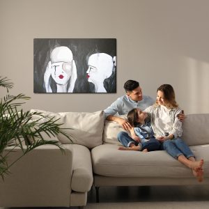 Peinture sur toile Un Portrait Abstrait De Deux Femmes – Image 7