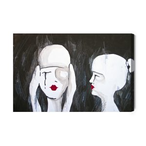 Peinture sur toile Un Portrait Abstrait De Deux Femmes – Image 2