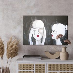 Peinture sur toile Un Portrait Abstrait De Deux Femmes – Image 3
