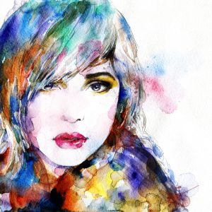 Peinture sur toile Portrait À L'aquarelle D'une Femme – Image 1