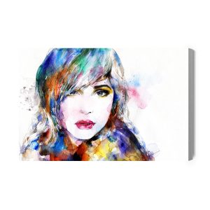 Peinture sur toile Portrait À L'aquarelle D'une Femme – Image 2
