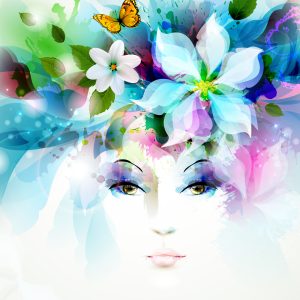 Peinture sur toile Visage De Femme Avec Des Plantes – Image 1