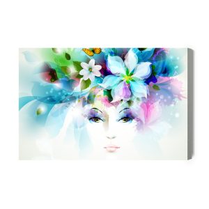 Peinture sur toile Visage De Femme Avec Des Plantes – Image 2