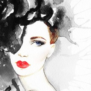 Peinture sur toile Portrait De Femme À L'aquarelle – Image 1