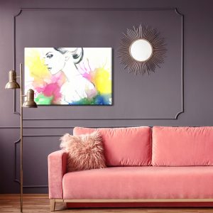 Peinture sur toile Portrait D'une Femme Sur Fond Coloré – Image 4