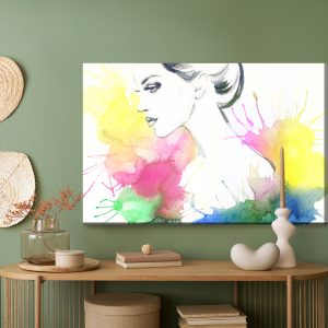Peinture sur toile Portrait D'une Femme Sur Fond Coloré – Image 5