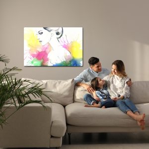 Peinture sur toile Portrait D'une Femme Sur Fond Coloré – Image 7
