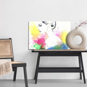 Peinture sur toile Portrait D'une Femme Sur Fond Coloré – Image 6