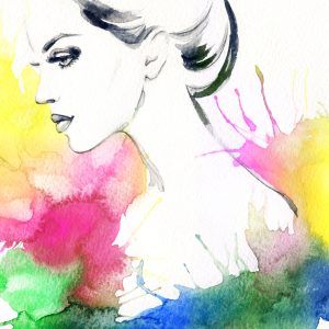Peinture sur toile Portrait D'une Femme Sur Fond Coloré – Image 1
