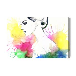 Peinture sur toile Portrait D'une Femme Sur Fond Coloré – Image 2
