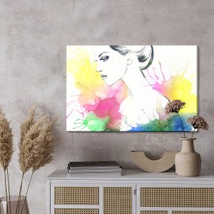 Peinture sur toile Portrait D'une Femme Sur Fond Coloré – Image 3