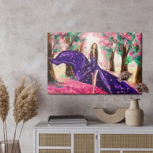 Peinture sur toile Une Femme Parmi Les Fleurs Du Printemps – Image 3