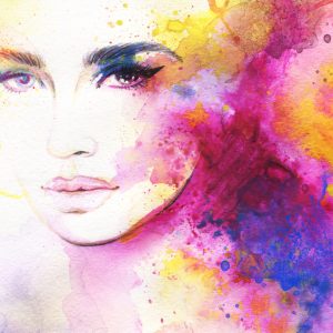 Peinture sur toile Le Visage D'une Femme Dans Une Édition À L'aquarelle – Image 1