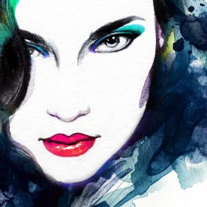 Peinture sur toile Un Visage Féminin Dans Une Édition Aquarelle – Image 1