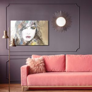 Peinture sur toile Un Portrait De Femme Dans Un Cadre Abstrait – Image 4