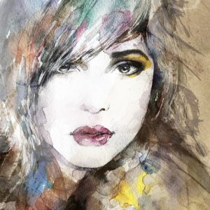 Peinture sur toile Un Portrait De Femme Dans Un Cadre Abstrait – Image 1
