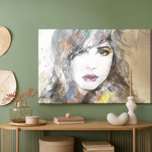 Peinture sur toile Un Portrait De Femme Dans Un Cadre Abstrait – Image 5