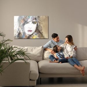 Peinture sur toile Un Portrait De Femme Dans Un Cadre Abstrait – Image 7