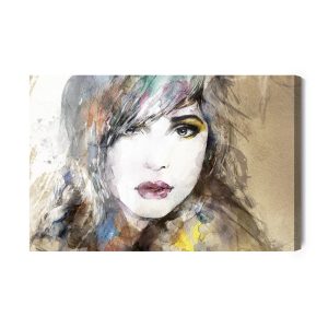 Peinture sur toile Un Portrait De Femme Dans Un Cadre Abstrait – Image 2