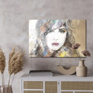 Peinture sur toile Un Portrait De Femme Dans Un Cadre Abstrait – Image 3