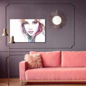Peinture sur toile Portrait À L'aquarelle D'une Jeune Femme – Image 4