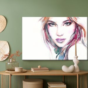 Peinture sur toile Portrait À L'aquarelle D'une Jeune Femme – Image 5