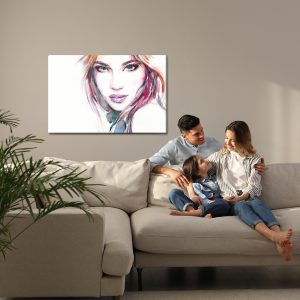 Peinture sur toile Portrait À L'aquarelle D'une Jeune Femme – Image 7