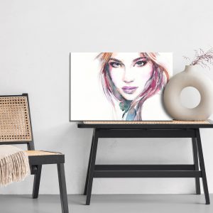 Peinture sur toile Portrait À L'aquarelle D'une Jeune Femme – Image 6