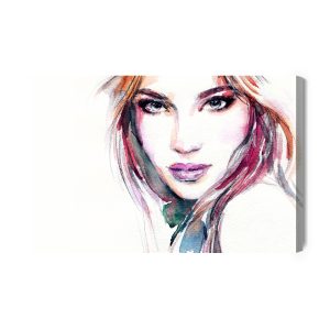 Peinture sur toile Portrait À L'aquarelle D'une Jeune Femme – Image 2