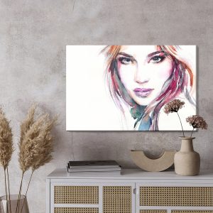 Peinture sur toile Portrait À L'aquarelle D'une Jeune Femme – Image 3