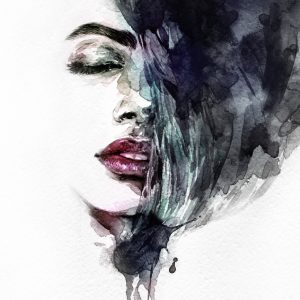 Peinture sur toile Visage Féminin Aquarelle – Image 1
