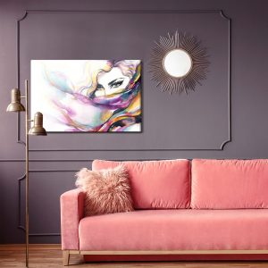 Peinture sur toile Portrait Aquarelle Coloré D'une Femme – Image 4