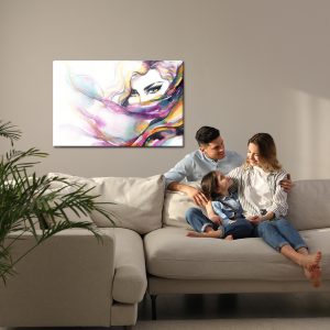 Peinture sur toile Portrait Aquarelle Coloré D'une Femme – Image 7