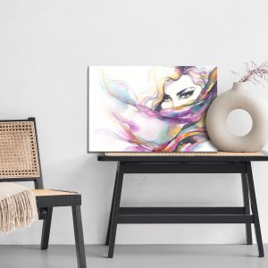 Peinture sur toile Portrait Aquarelle Coloré D'une Femme – Image 6