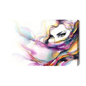 Peinture sur toile Portrait Aquarelle Coloré D'une Femme – Image 2