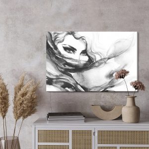 Peinture sur toile Visage Féminin Noir Et Blanc – Image 3