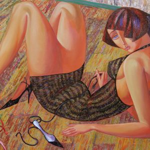 Peinture sur toile Une Peinture D'une Femme Dans Une Édition Abstraite – Image 1