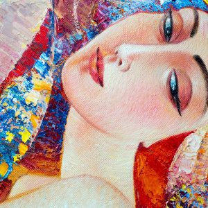Peinture sur toile Portrait Coloré D'une Jeune Femme – Image 1