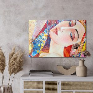 Peinture sur toile Portrait Coloré D'une Jeune Femme – Image 3