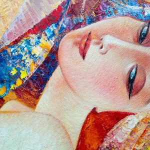 Peinture sur toile Un Portrait Coloré D'une Jeune Femme – Image 1