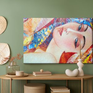Peinture sur toile Un Portrait Coloré D'une Jeune Femme – Image 5