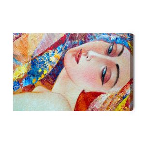 Peinture sur toile Un Portrait Coloré D'une Jeune Femme – Image 2