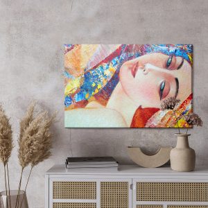 Peinture sur toile Un Portrait Coloré D'une Jeune Femme – Image 3