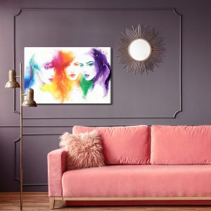 Peinture sur toile Portrait À L'aquarelle De Trois Femmes – Image 4