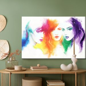 Peinture sur toile Portrait À L'aquarelle De Trois Femmes – Image 5