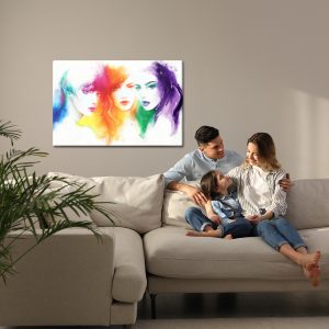 Peinture sur toile Portrait À L'aquarelle De Trois Femmes – Image 7