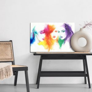 Peinture sur toile Portrait À L'aquarelle De Trois Femmes – Image 6