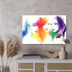 Peinture sur toile Portrait À L'aquarelle De Trois Femmes – Image 3