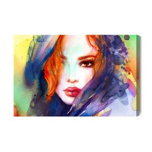 Peinture sur toile Portrait D'une Jeune Femme Peinte À L'aquarelle – Image 2